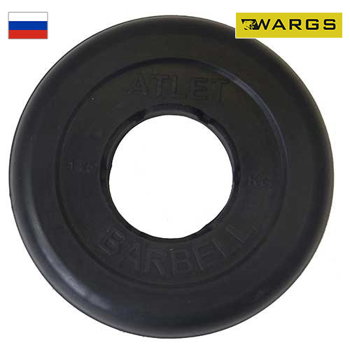 Диск обрезиненный d51мм MB Barbell WARGS AT 1,25кг черный MB-WARGS ATB51-1,25