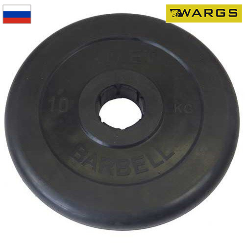 Диск обрезиненный d51мм MB Barbell WARGS AT 10кг черный MB-WARGS ATB51-10