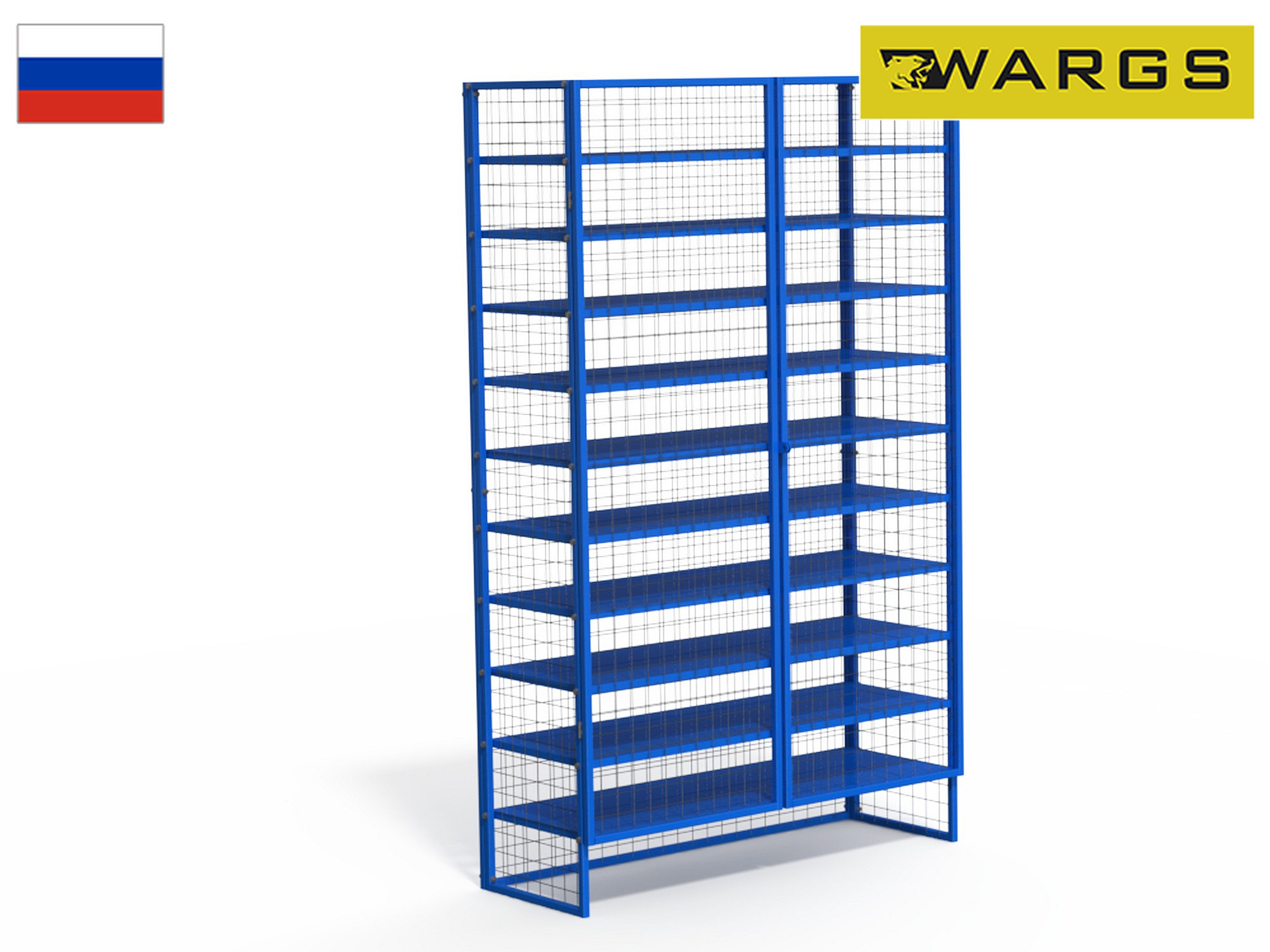Стеллаж для хранения инвентаря закрытый 124х44х200 см WARGS SP (разборный) 11 полок