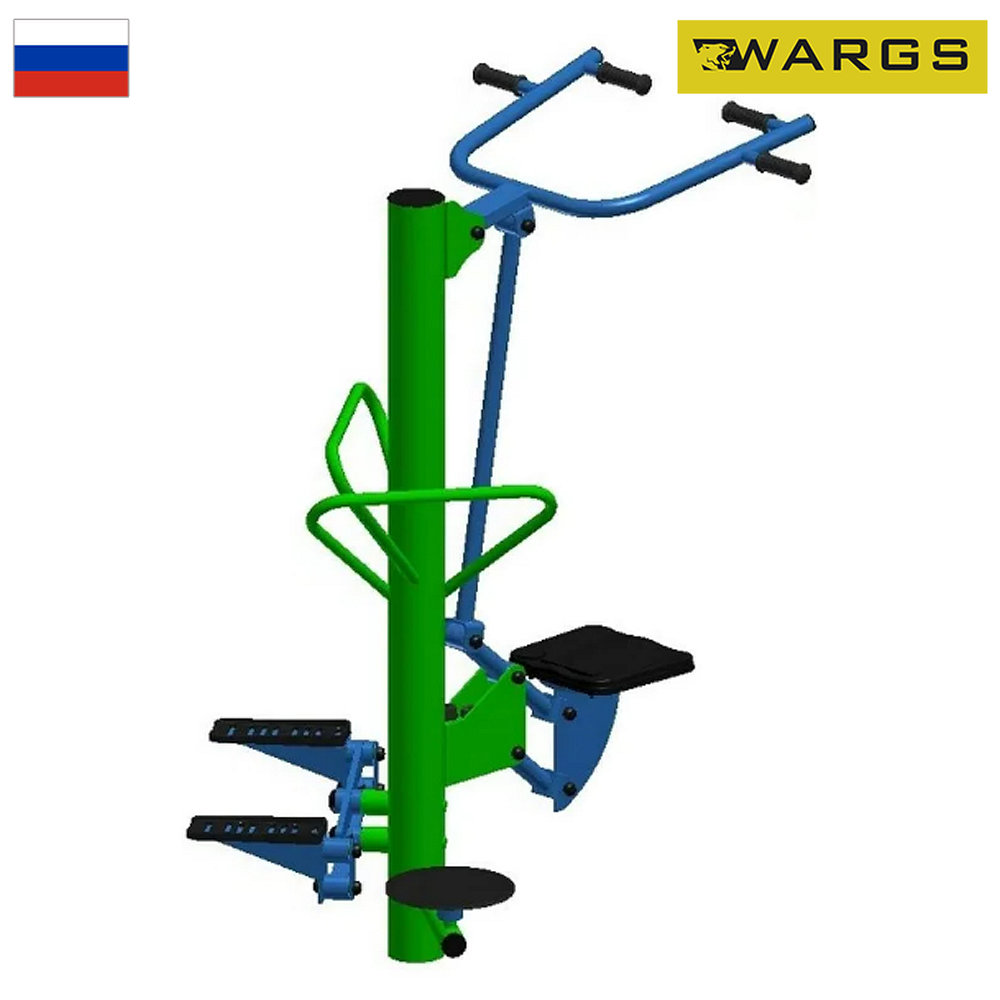 Уличный тренажер взрослый Подтягивание + Диск + Степ для троих WARGS SP ТС 305