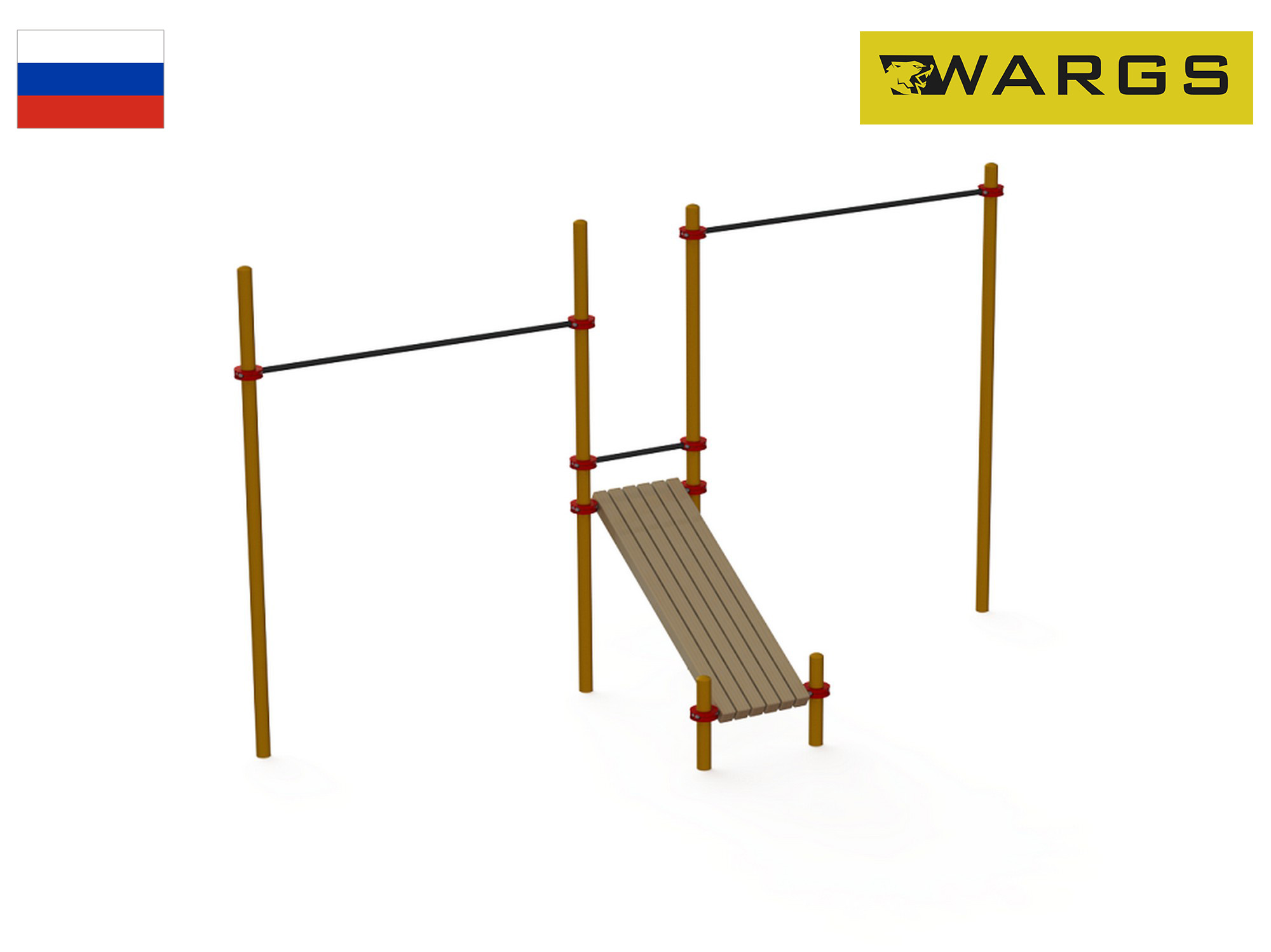 Турники разновысотные Воркаут с лавочкой для пресса WARGS SP SP WRK-36_89mm