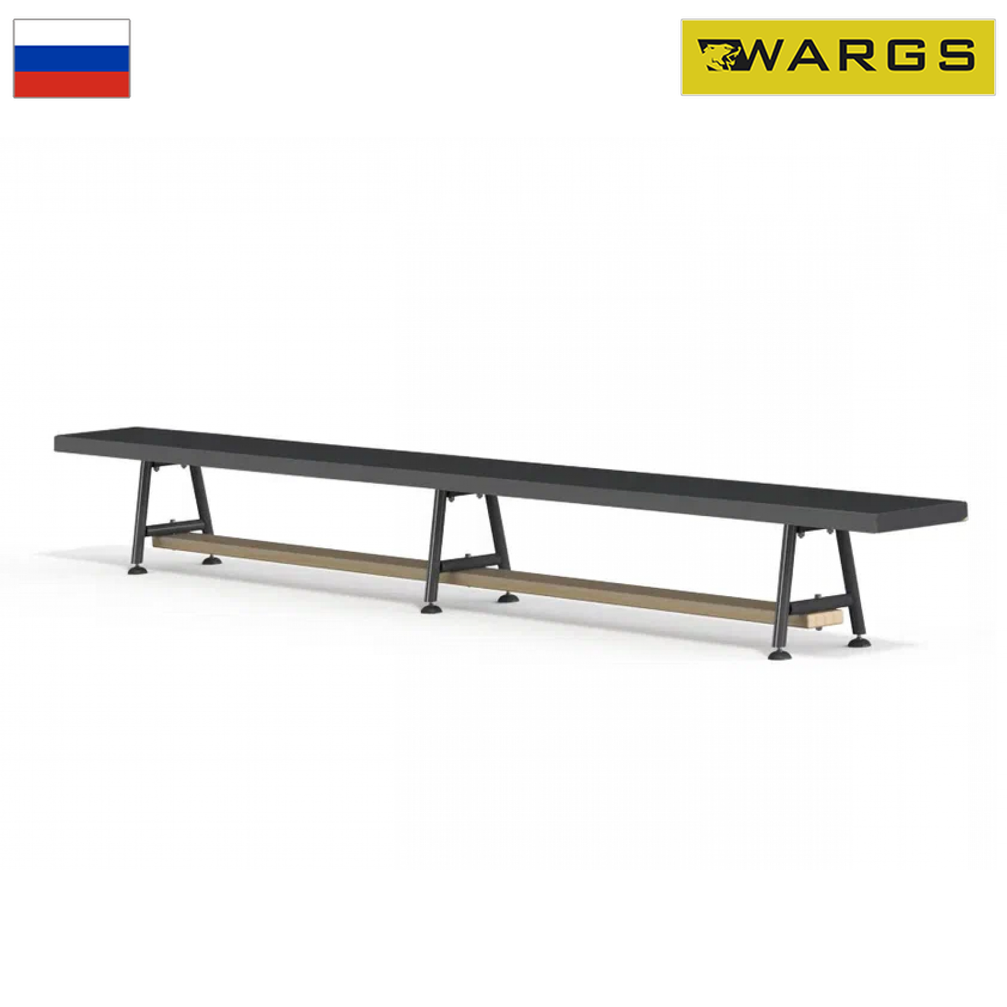 Скамейка гимнастическая мягкая 250 см WARGS SP (3 нерегулируемые метал. нож.)