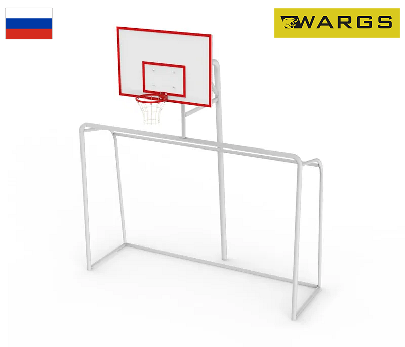 Ворота мини-футбольные с баскетбольным щитом из оргстекла и кольцом WARGS SP