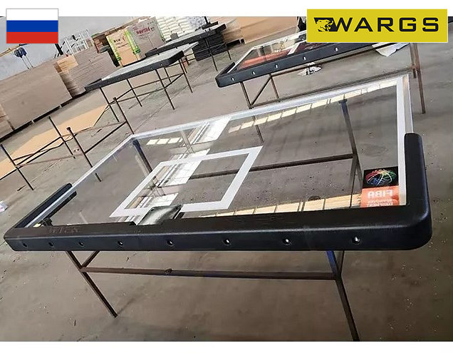 Щит баскетбольный игровой закаленное стекло 12мм, 180х105см (FIBA) WARGS AT IMP-A600